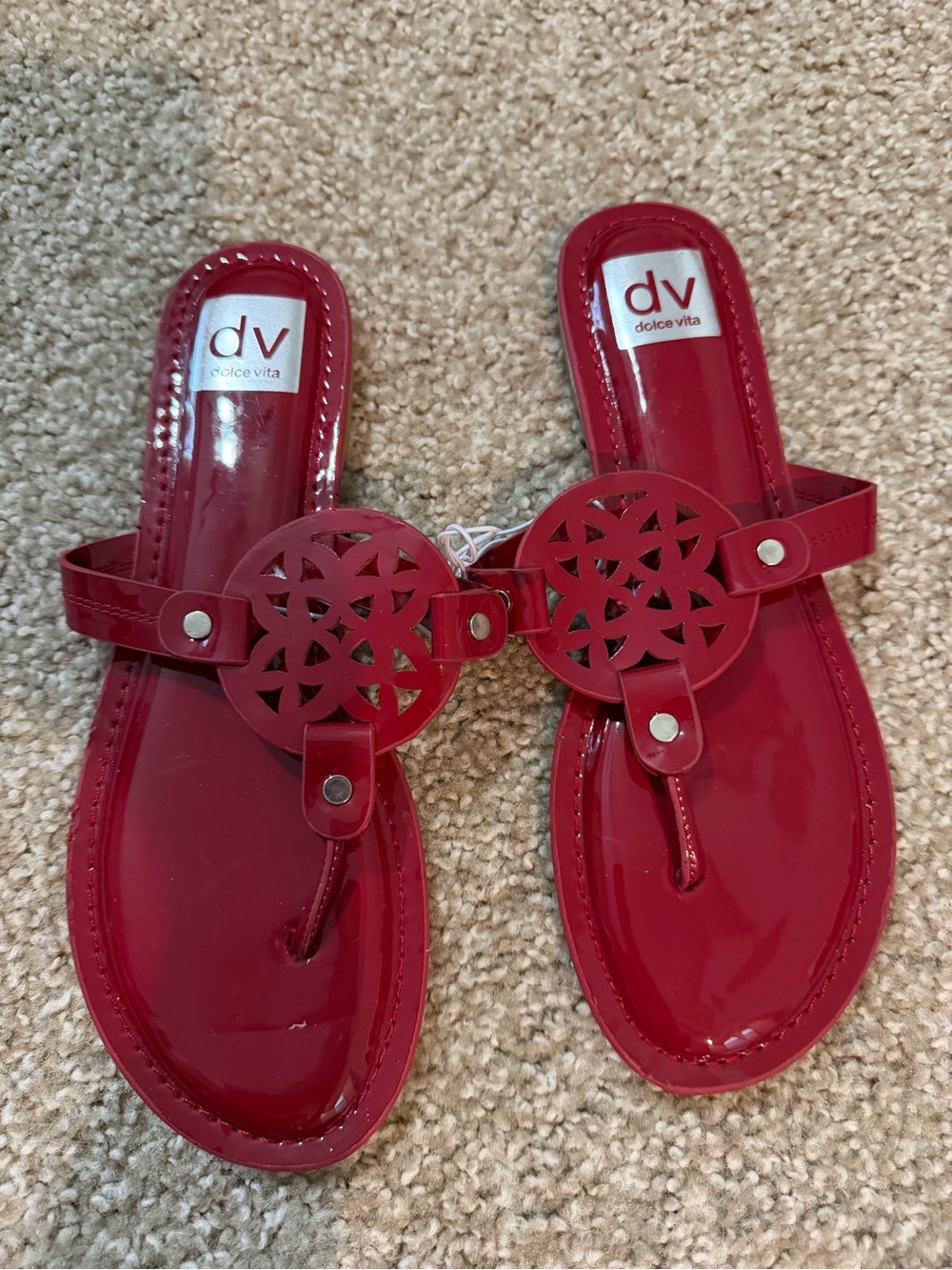 dolce vita Red Cutout Thong Sandals